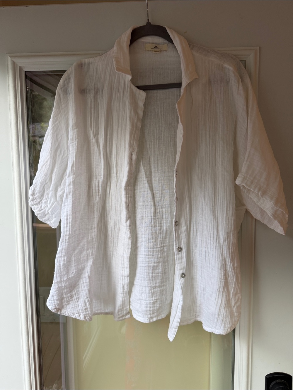 Rip curl white loose cotton button up tunic